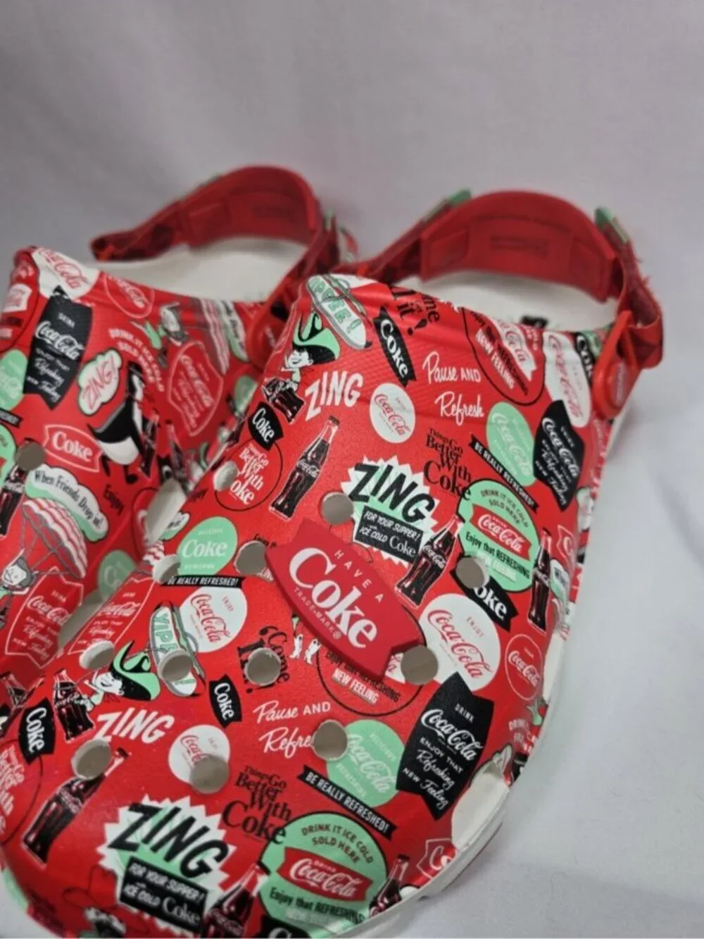 Crocs Mens COCA COLA ALL-TERRAIN CLOG White Red MENS SIZE 15- MISSING CHARMS